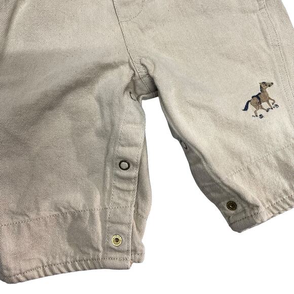 Oshkosh Bgosh Beige Overalls Farm Horse Cowboy Hat 3/6 Months - Picture 4 of 9